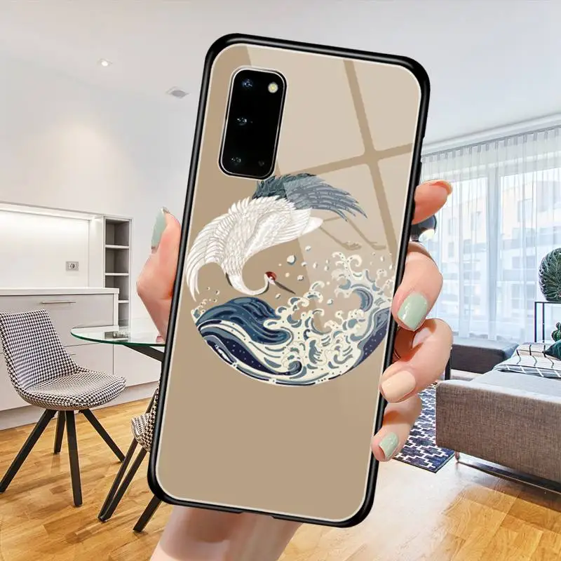 Чехол для телефона BuDuCoost Crane and Koi в китайском стиле закаленное стекло Samsung S20 Plus S7 S8