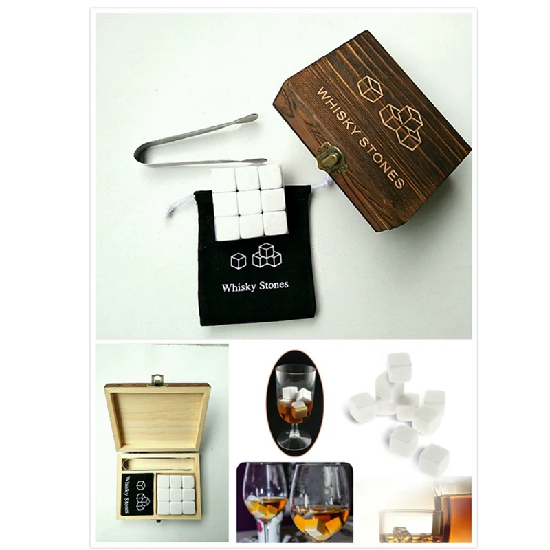 2 комплекта камни для виски с надписью деревянная коробка квадратная каменная