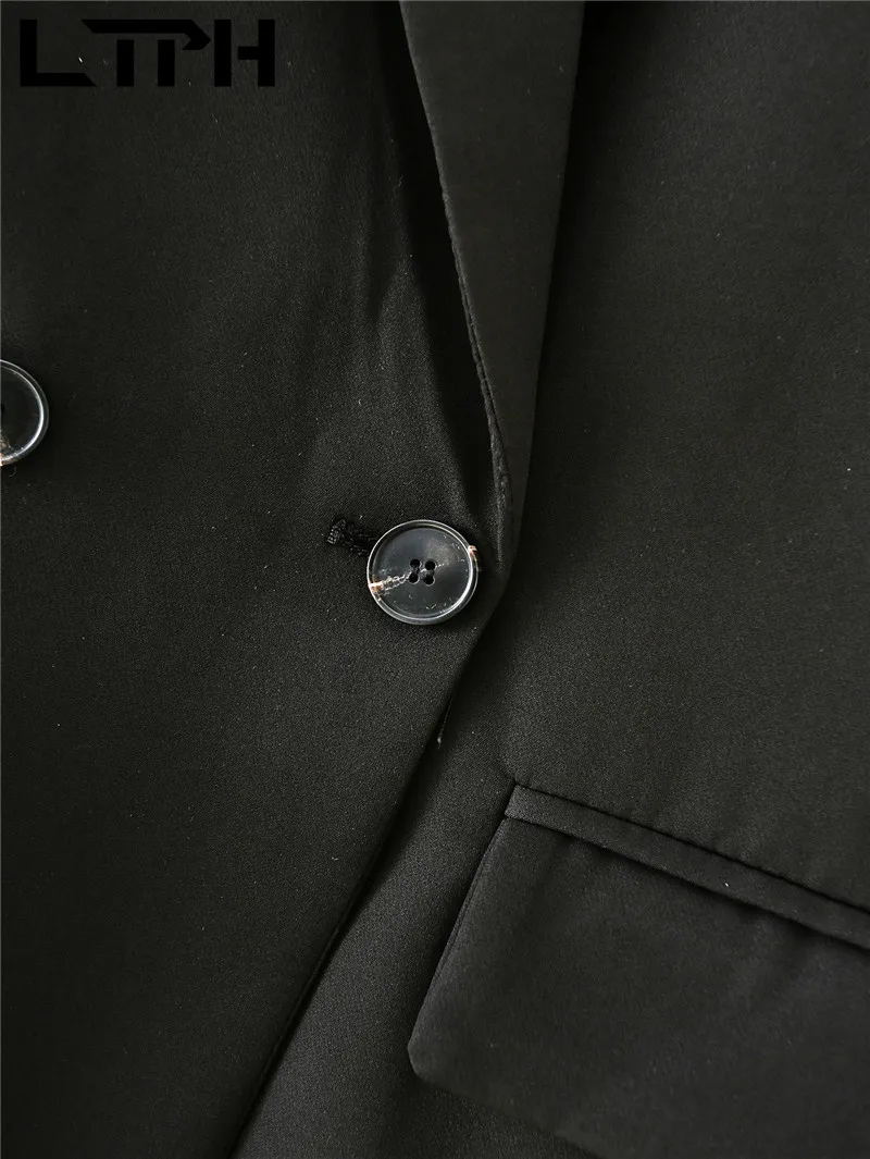 LTPH-Chaqueta de manga corta de estilo minimalista para mujer, blazer informal de longitud media, chaqueta con bolsillos, abrigo de traje para mujer, primavera 2021