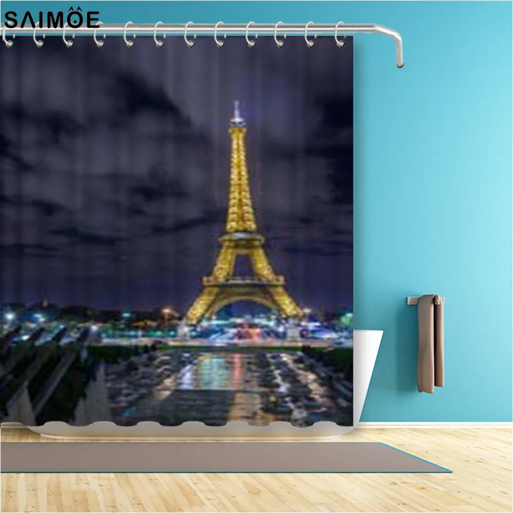 

Парижская башня, занавеска для душа, башня Парижа, занавеска для душа, ретро 3D Eifel, занавеска для ванной s, ткань, водонепроницаемая синяя зана...
