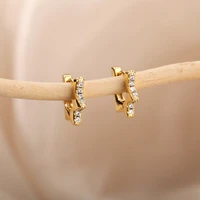 stainless steel star earrings for women cute geometric zircon star stud earring piercing punk minimalist christmas jewelry