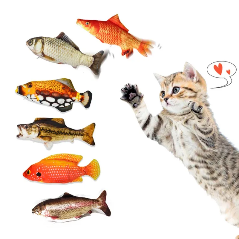 

Cat Simulation Fish Toys with Catnip Electric Cat Toy Interactive Cat Chewing Toy USB Charging Wagging Tail Playing Biting Toy