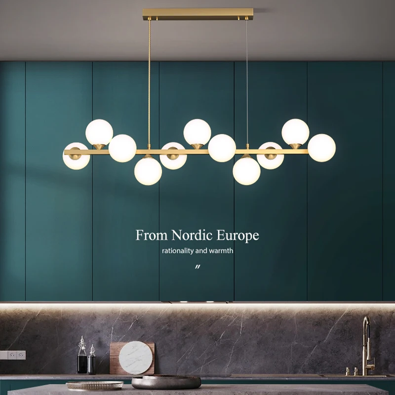 

Nordic Dinning Room Pendant Lighting Modern long Type LED Pendant Lamp For Shop/Kitchen Glass Ball Hanging Light Fixture
