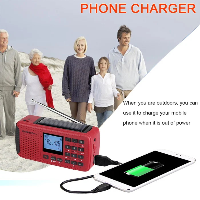 Retekess HR11W FM/AM NOAA аварийное радио Ручной рукоятки солнечное Bluetooth MP3 плеер цифровой