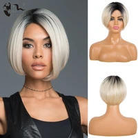 synthetic ombre black to white short hair cosplay party wigs for women xishixiuhair