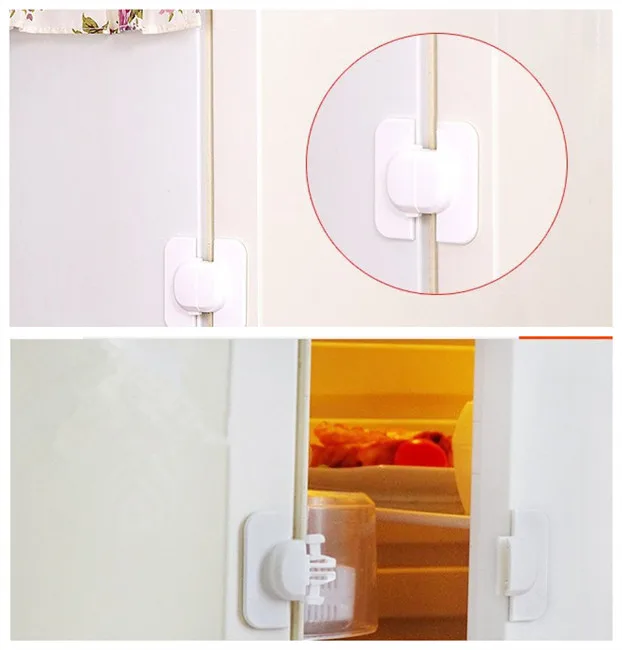 Cerradura de seguridad para ni&ntilde;os y beb&eacute;s, cerrojo de caj&oacute;n de refrigerador, cerradura de seguridad para puerta de gabinete cuadrada para ni&ntilde;os, correa de bloqueo de seguridad para el cuidado del beb&eacute;-2