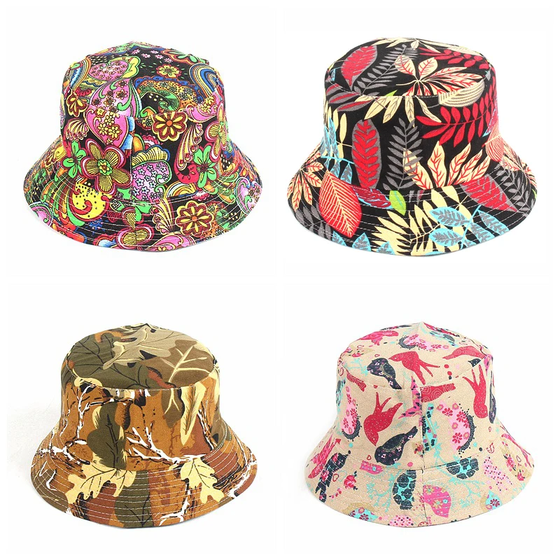 

Summer Panama Bucket Hat Hip Hop Bucket Cap Women Men Fashion Reversible Bob chapeau Femme Floral Fisherman Hat
