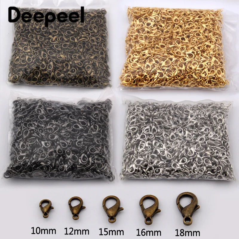 

Deepeel200pcs(10/12/14mm) 100pcs(16/18mm) DIY Jewelry Hook Necklace Bracelet Buckles Metal Lobster Clasp Chain Accessories BF041