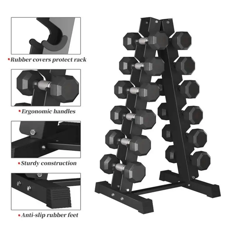

Стойка для гантелей, 6-уровневая весовой стойка, Многоуровневая ручная стойка для хранения гантелей для дома, офиса, тренажерного зала, фитн...