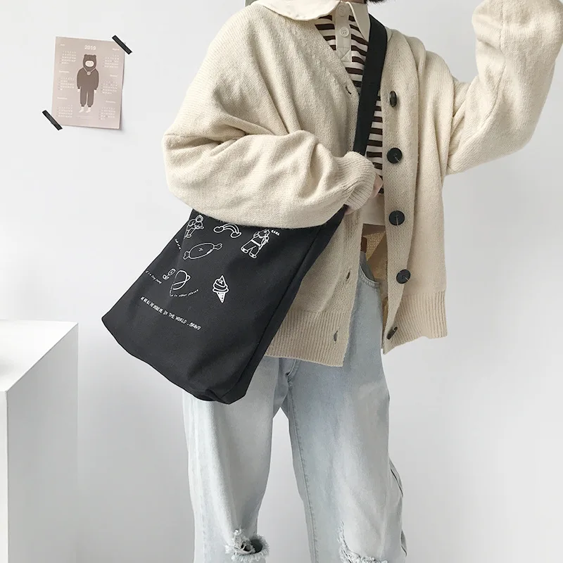 Youda Классическая мультяшная печатная Холщовая Сумка на плечо оригинальный