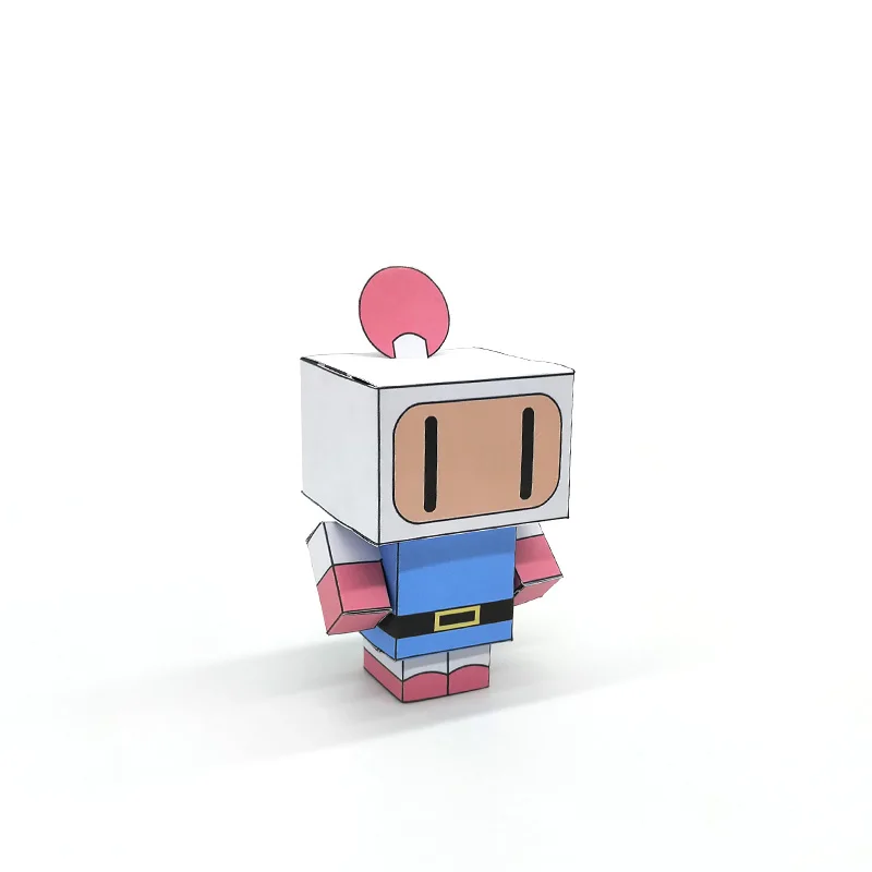 No-glue Bomberman Mini Folding Cutting Cute 3D Paper Model Papercraft Japan Anime Figure DIY Cubee Kids Adult Craft Toys CS-019 | Игрушки и