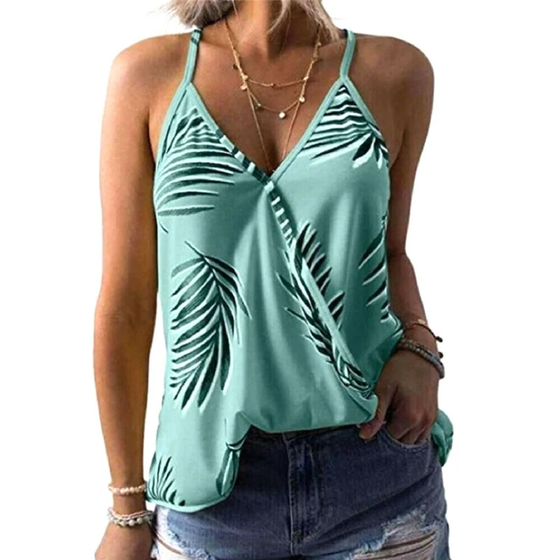 Женская блузка цветочный принт жилет Топ рубашка без рукавов женские Топы s и