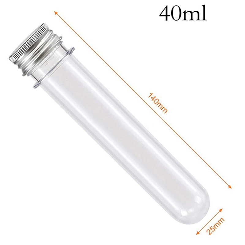 20PCS 40Ml Transparent Cylindrical PET Test Tube Mask Bottle Data Cable Capsule Candy Sub-Bottle |