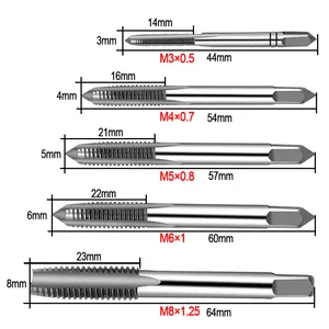 Метчик ручной из быстрорежущей стали, M3, M4, M5, M6, M8, 5 шт.компл.