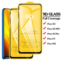 9d 3pcs tempered glass for xiaomi poco x3 nfc m3 pro film full cover screen protector for xiaomi poco x3 m3 f3 x3 pro glass