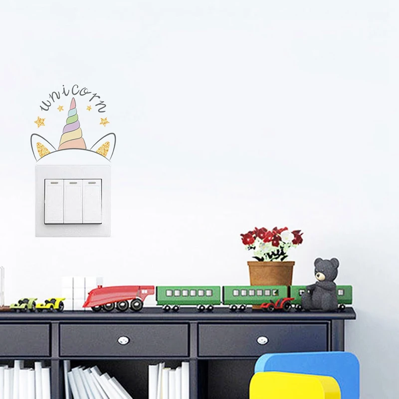 Мультяшные наклейки на стену в виде единорога для украшения детской комнаты