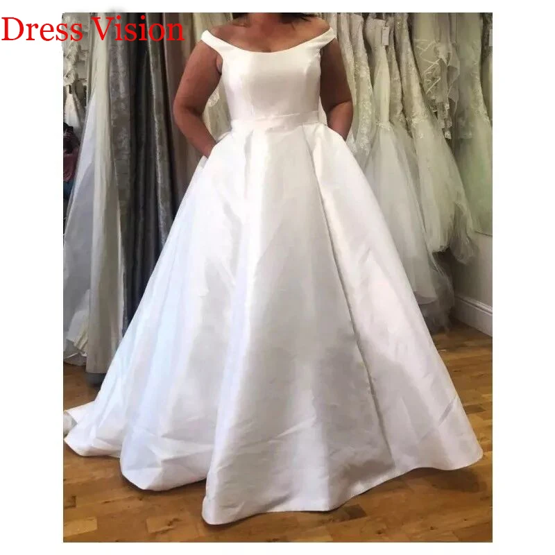 

2021 весеннее атласное свадебное платье с открытыми плечами vestidos de novia Свадебные Вечерние платья Robe De Soiree на пуговицах для невесты