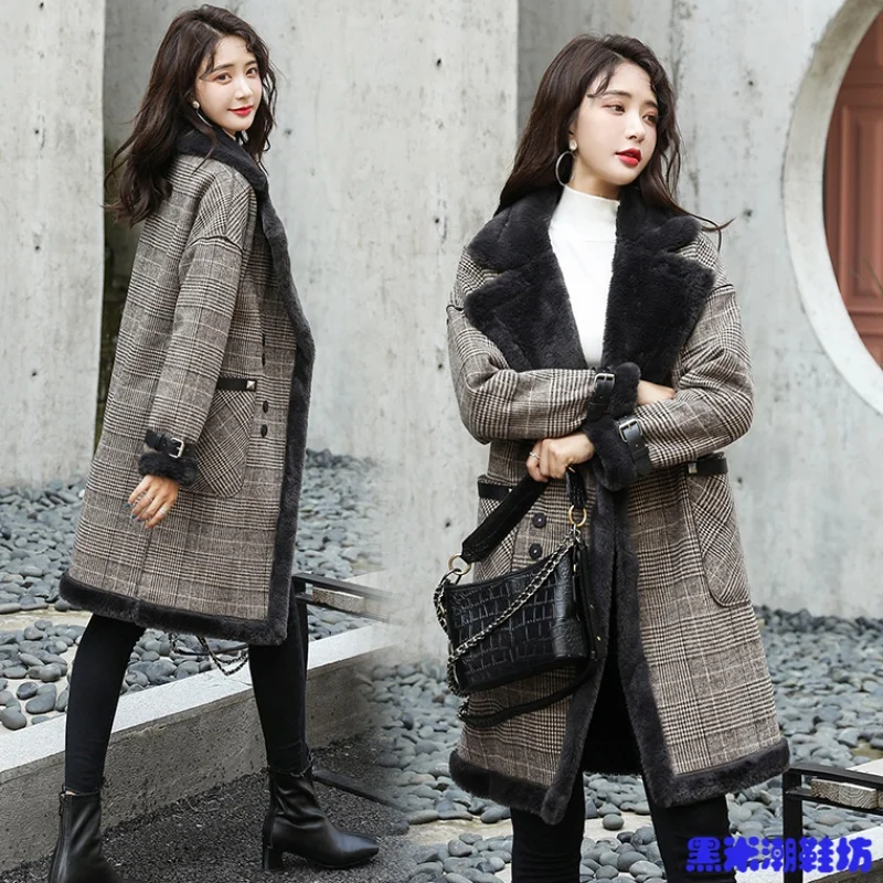 Высококачественное Брендовое элегантное шерстяное пальто в клетку на весну и