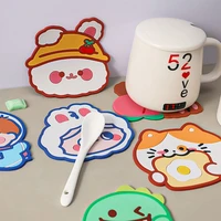 2022 cute quality cartoon shaped tea coaster cup holder mat coffee drinks drink silicon coaster cup pad placemat