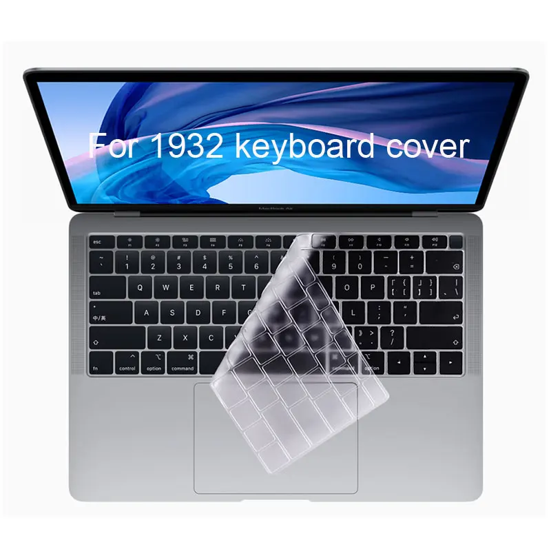 EASYA силиконовый чехол-клавиатура для Apple Macbook Air 13 A1932 с дисплеем retina Touch ID защита на английском языке - Цвет: Silicone Clear