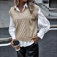 women v neck sweater vest korean preppy style solid knitted sleeveless sweater female autumn winter casual loose pullover jumper