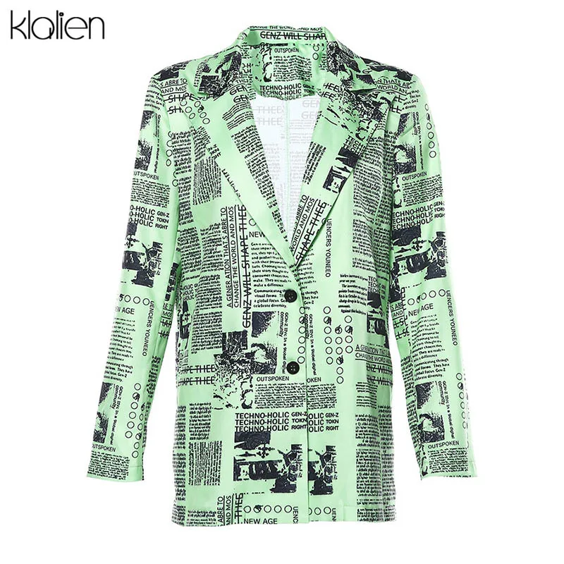 Женский однобортный наряд с принтом kalien куртка длинным рукавом отложным