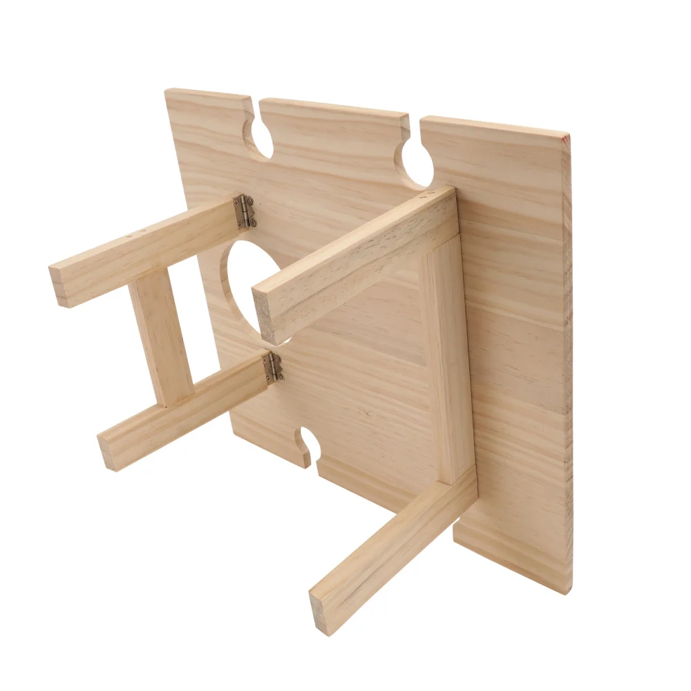 

1Pc Wooden Picnic Table with Glass Holder Picnic Glass Rack for Outdoor