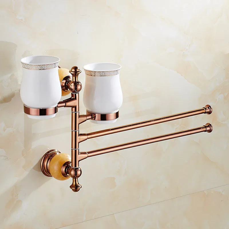 

Tuqiu Fodable Towel Bars Stainless Steel Black Swivel Towel Rack Rose Golden Rotating Towel Holder Bathroom Accessories Set
