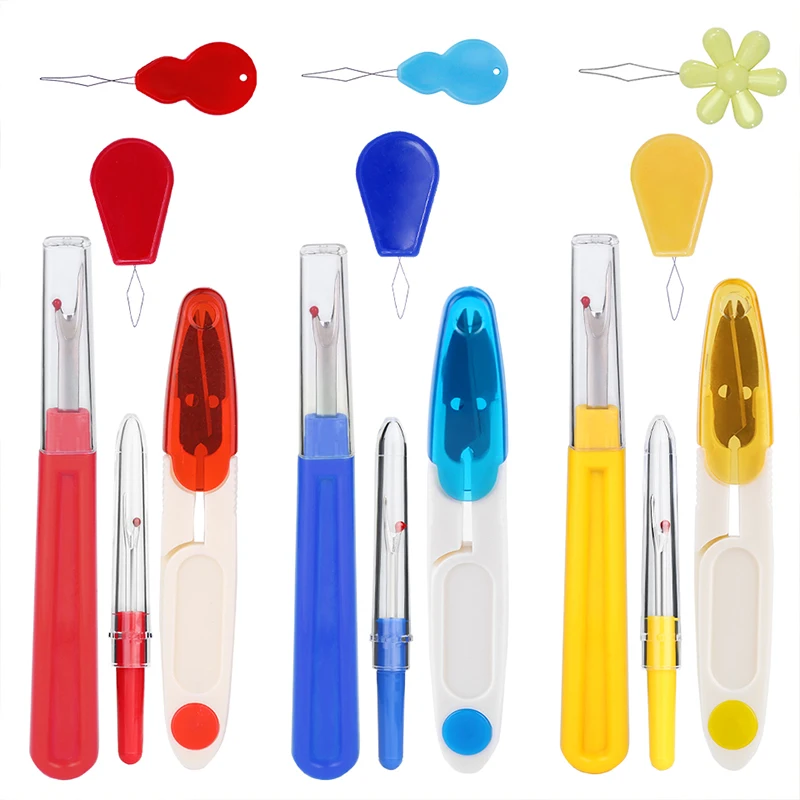 

LMDZ Sewing Tools Kit Seam Ripper Yarn Scissors Threader Portable Cutter Mini U Shape Scissors Embroidery Tool Sewing Supplies