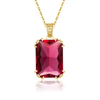 edwardian ruby pendant necklace for women 925 sterling sliver with stone rectangle design art deco jewellery hypoallergenic sale