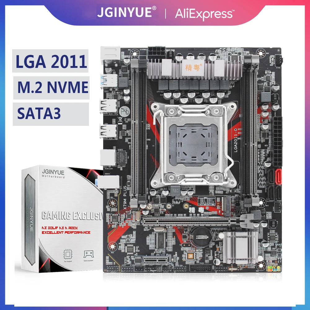 

JINGYUE X79 материнская плата LGA 2011 поддержка Xeon E5 V1 V2 процессор DDR3 ECC RAM SATA2 SATA3 M.2 NVME USB2.0 Dual M-ATX X79M PLUS