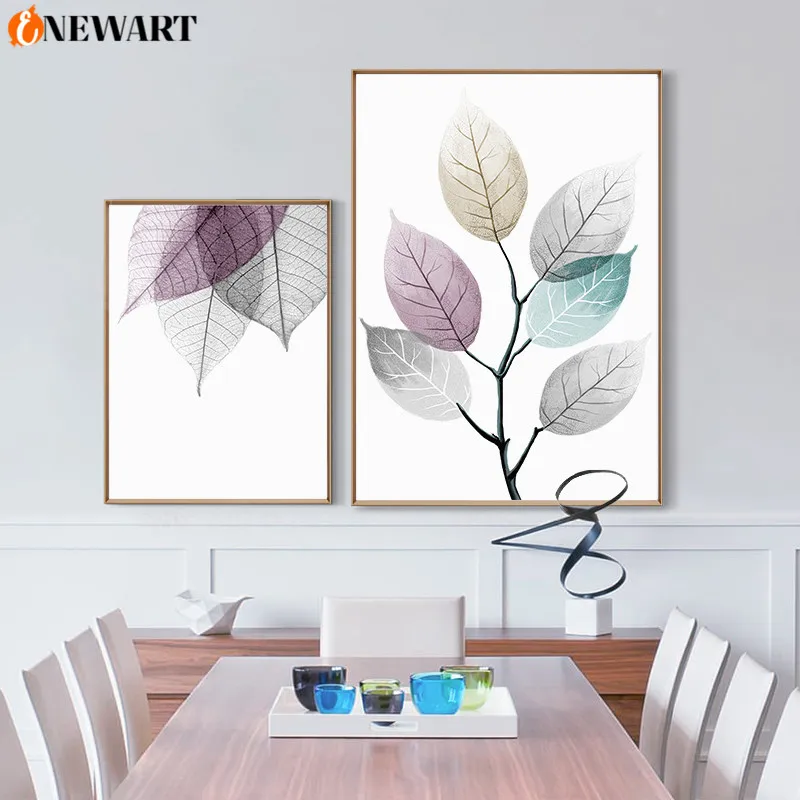 Прозрачные листья Постер в скандинавском стиле настенная Картина на холсте