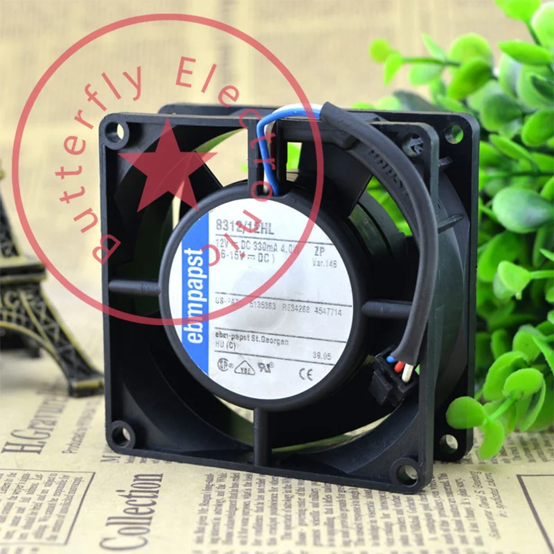 

Абсолютно Новый 8312/12HL 12V 330MA 4,0 ВТ Оригинальный Германия охлаждения Вентилятор COOLER 8032 80*80*32 мм