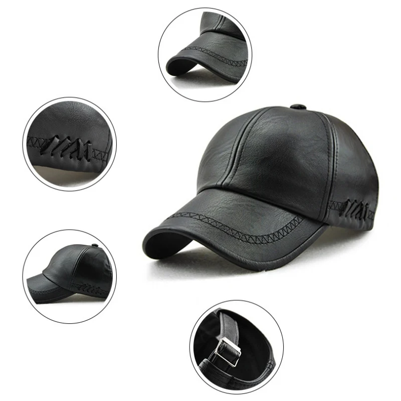 Модная повседневная мужская бейсбольная Кепка из искусственной кожи на весну