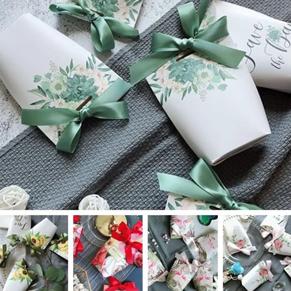 5 шт./лот коробка для конфет с лентой шоколада печенья бумажная упаковка сумка