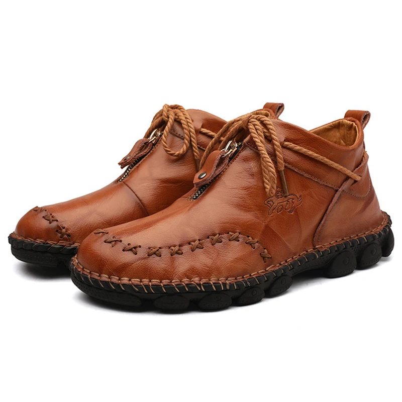 

Men's Casual Genuine Leather Comfortable Snow Shoes Ankle Boots Fashion Flat Boots K2