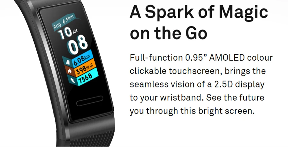 Смарт-браслет huawei Band 3 Pro gps, металлический Amoled 0,95 ', Полноцветный сенсорный экран, датчик сердечного ритма, датчик сна