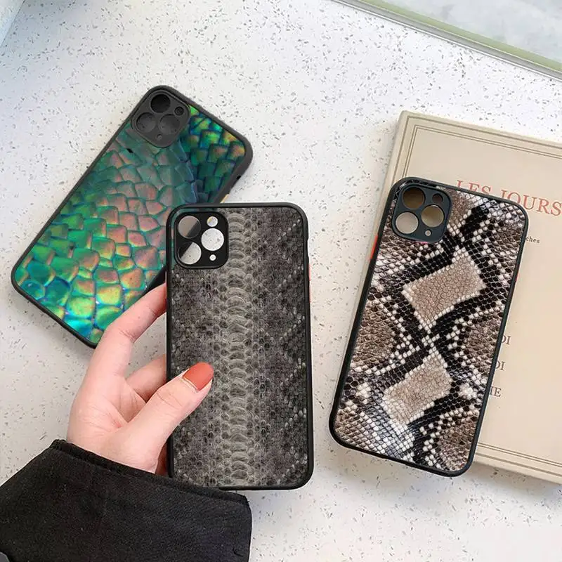 

Colorful Gold Snake Skin Phone Case matte transparent For iphone 7 8 11 12 plus mini x xs xr pro max cover
