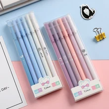 6Pcs/Set Cute Morandi Gel Pen Kawaii 0.5mm Black BallPen Office School Stationery Supplies Student Writing Water Pen Neutral Pen