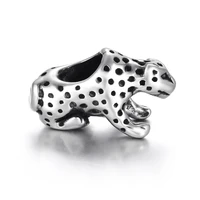 stainless steel leopard bead polished 4 5mm hole metal european beads animal charms for diy jewelry making accessories