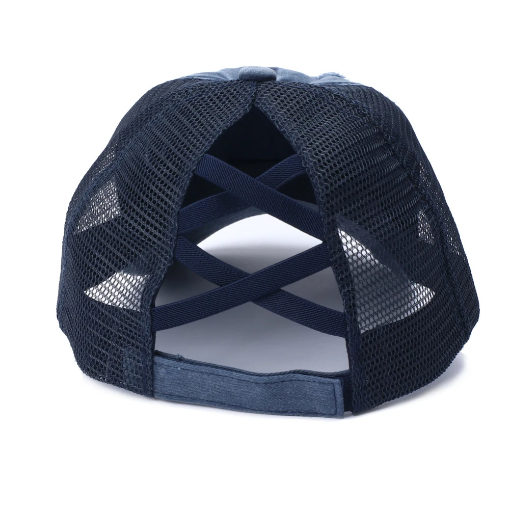 

Retro Anti Sun Ripped Mesh Ponytail Criss Cross Baseball Cap Adjustable Hat Outdoor Classic Style Hip Hop Cap Street Dad Hat