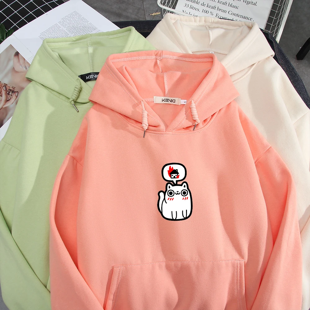 Pullover Oversize Hoodies Women Cotton Loose Fit Hoodie Egirl Aesthetic Clothes Kawaii Sweetshirts Tops Cat Sweatshirt for Women
