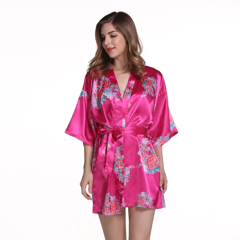 Сатиновое женское сексуальное свадебное платье подружки невесты с цветочным принтом, короткое повседневное ночное белье, домашняя одежда, розовое интимное нижнее белье