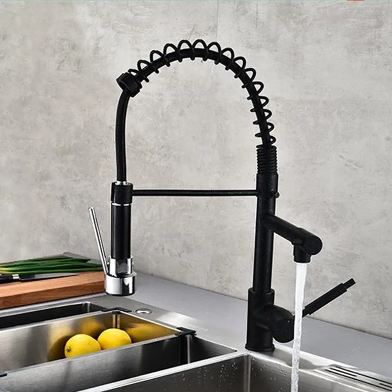 LASO черный точечный двойной пружинный кран оптовая продажа медный кухонный