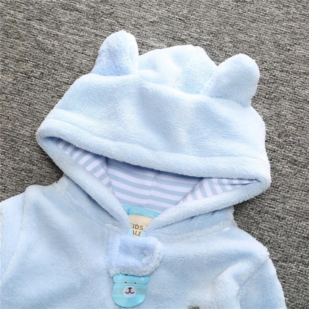 0-9M Animal Overall Clothing Cute Baby Rompers Winter Infant Boys Girls Romper Hooded Blue White Jumpsuit Warm Thick Outfit | Детская