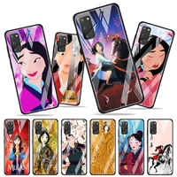 disney princess mulan for samsung galaxy s20 fe ultra note 20 s10 lite s9 s8 plus luxury tempered glass phone case cover