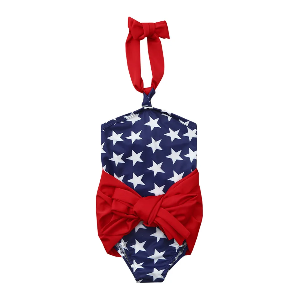 Купальник на бретельках со звездами для маленьких девочек 4 июля купальник с