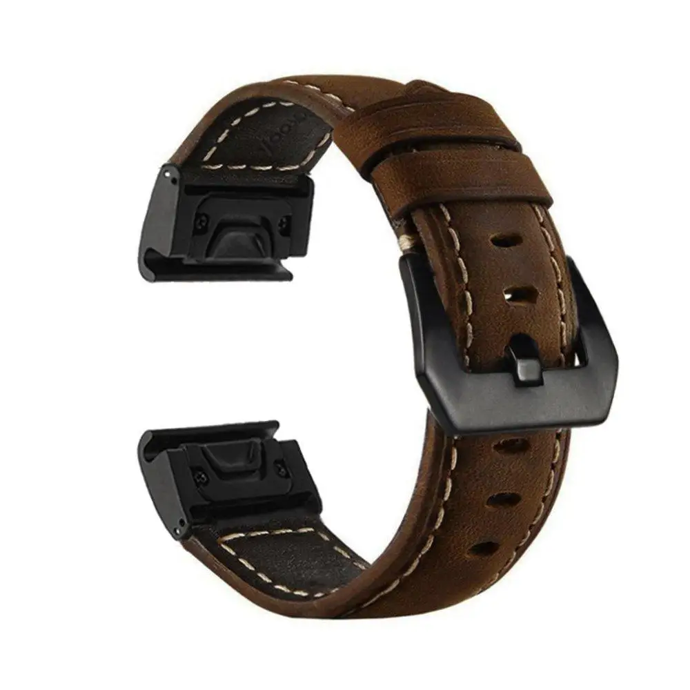 YOOSIDE Fenix 5X/Fenix 6X браслет 26 мм Quick Fit из натуральной кожи ремешок для часов Garmin Fenix 5X/5X Plus/Fenix 3/Descent Mk1 - Цвет: Coffee