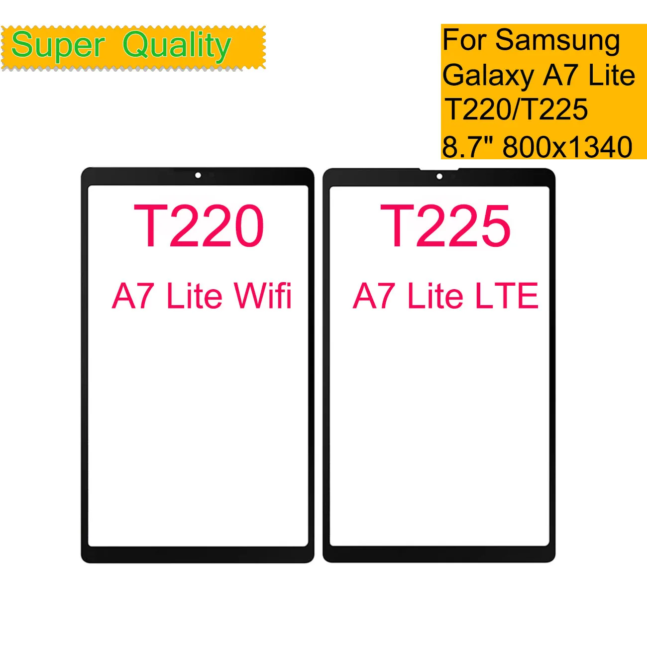para Samsung Galaxy Tab a7 Lite Sm-t220 Sm-t225 T220 T225 Painel da Tela de Toque Tablet Frente Exterior Lcd Lente Vidro com Oca 10 Peças Lote Painéis e LCDs p/ tablet