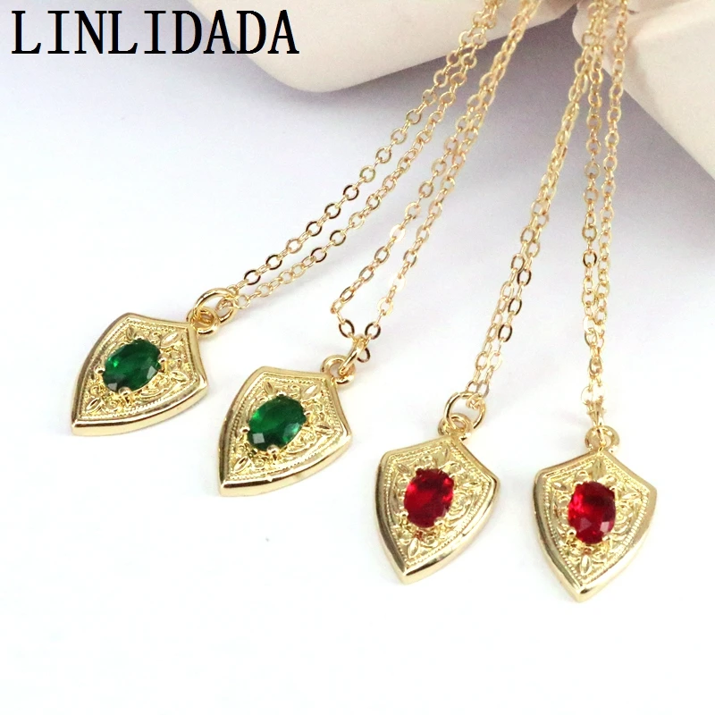 

10Pcs Cubic Zirconia Pendant Gold Color Chain CZ Necklace for Women Charm Fine Jewelry Gifts